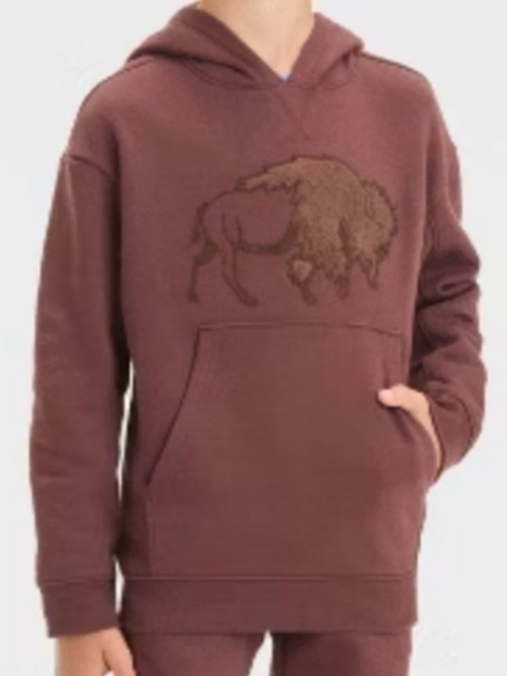 Cat & Jack Boys Brown Buffalo Sweatshirt Hoodie- Size XL (14)